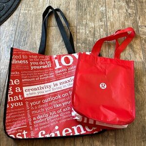 lululemon reusable Shopping Bag set red